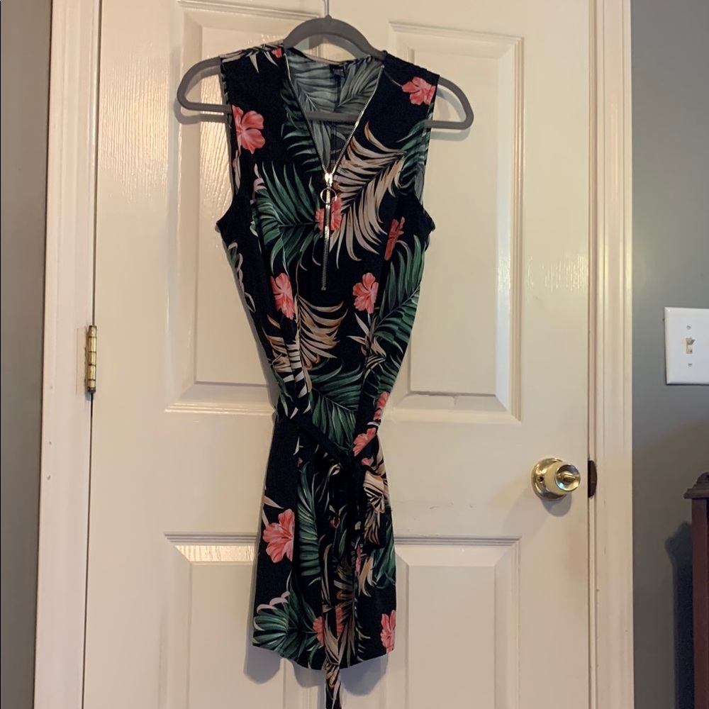 Floral Black Sleeveless Dress
